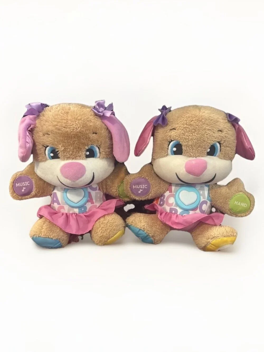 2 FISHER PRICE Laugh Learn Smart Stages Puppy Sis Toddler Learning Toy TWINS Lot